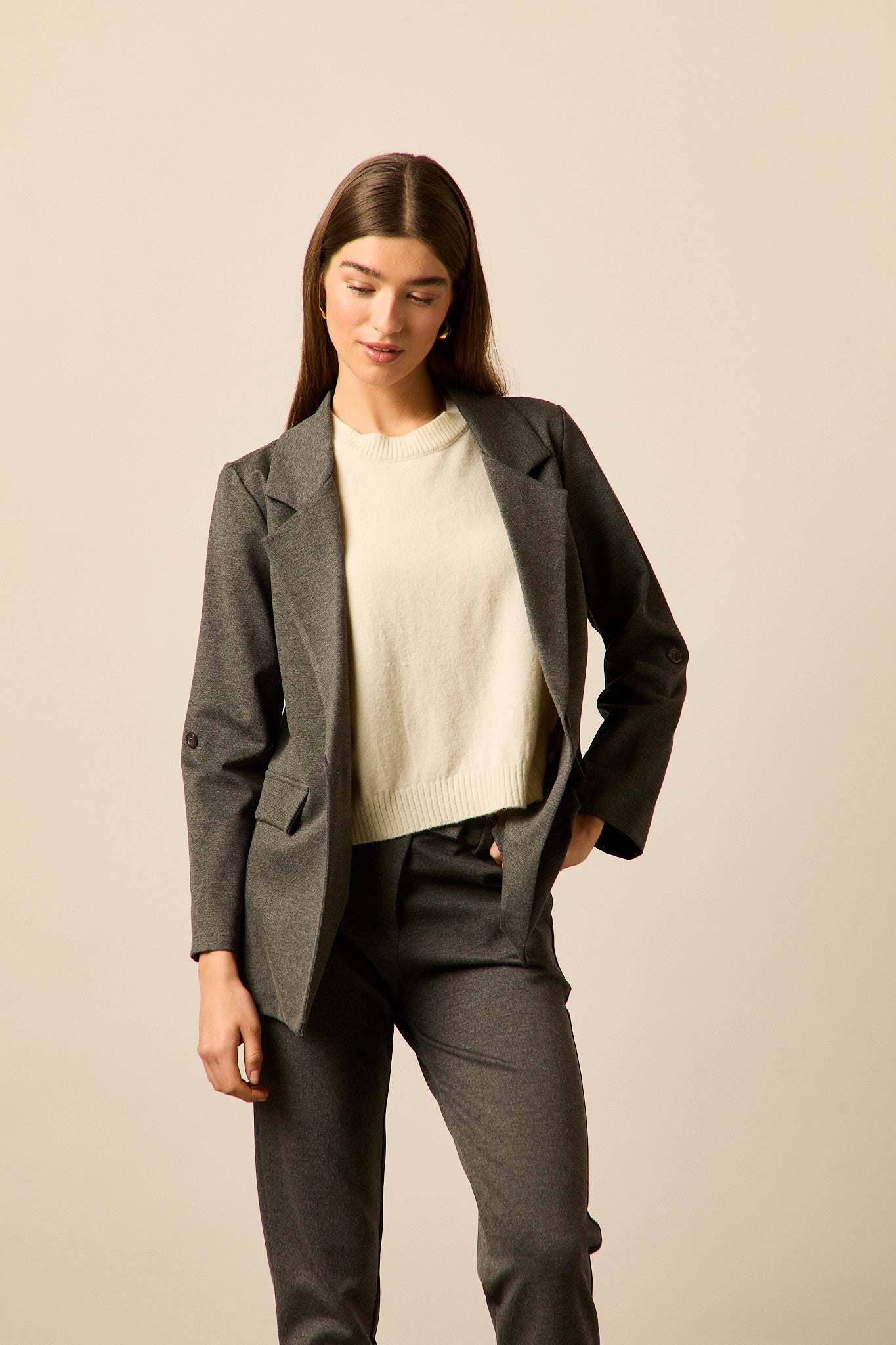 Blazer sastre larga gris