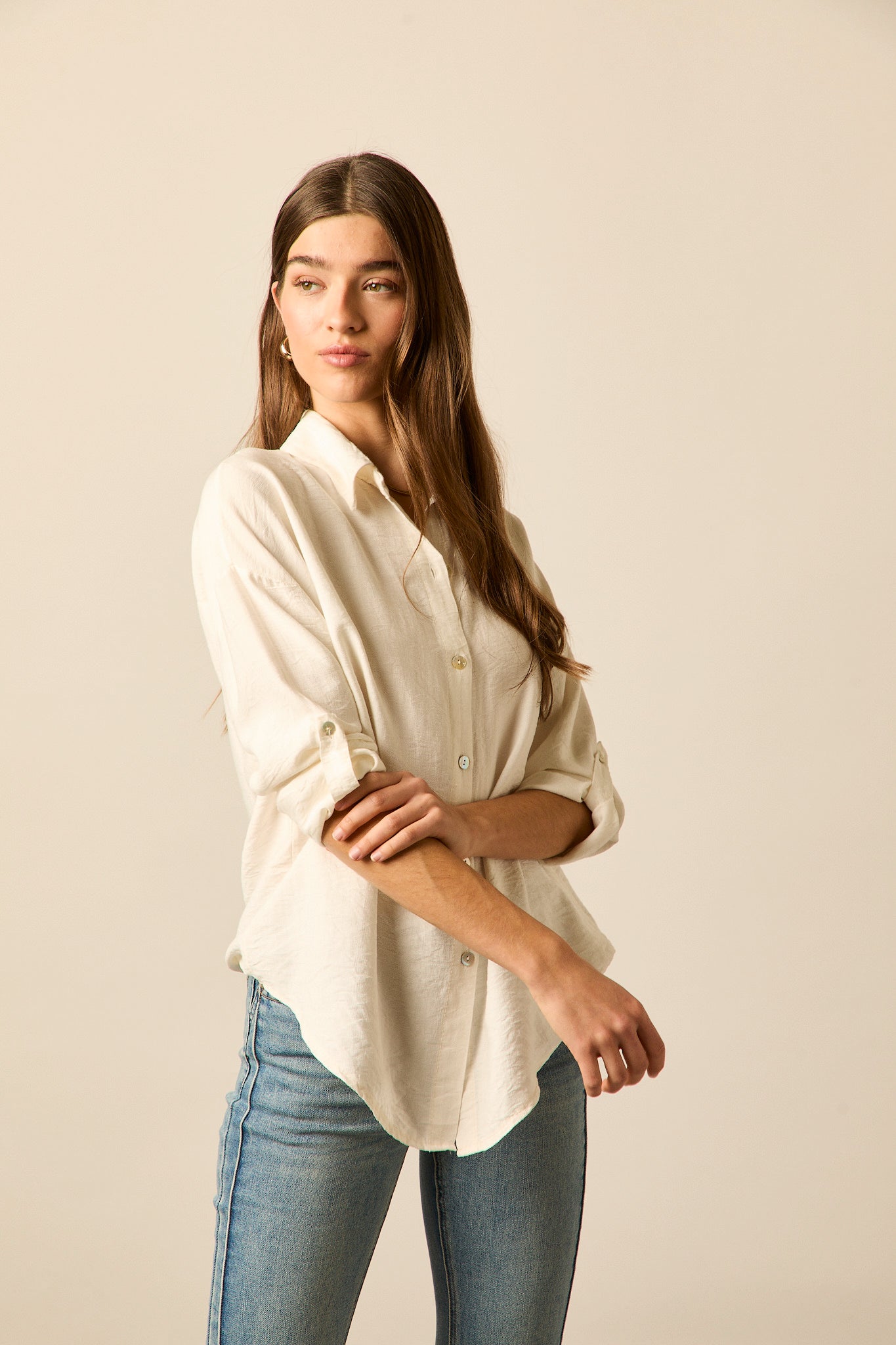 Blusa lisa botones blanca