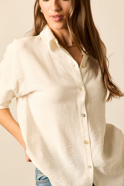 Blusa lisa botones blanca