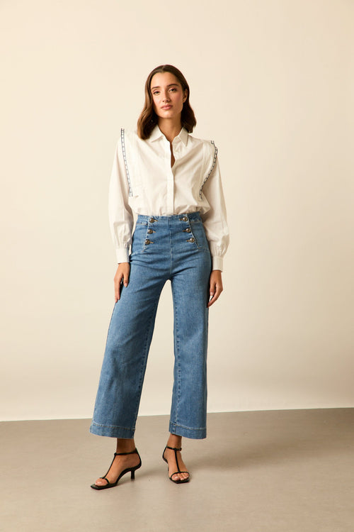 Jeans cropped marine azul