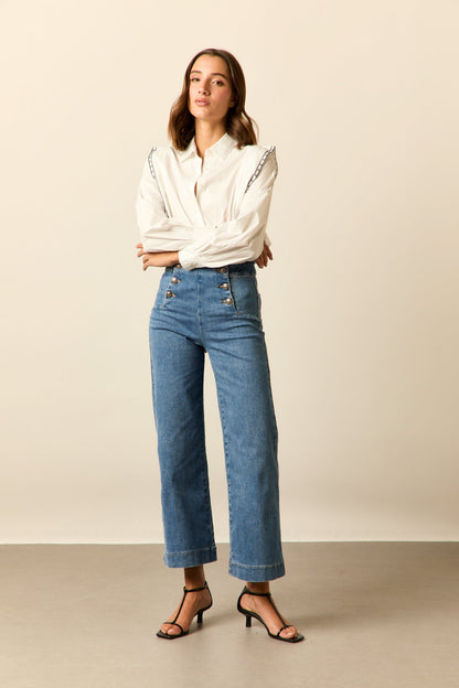 Jeans cropped marine azul