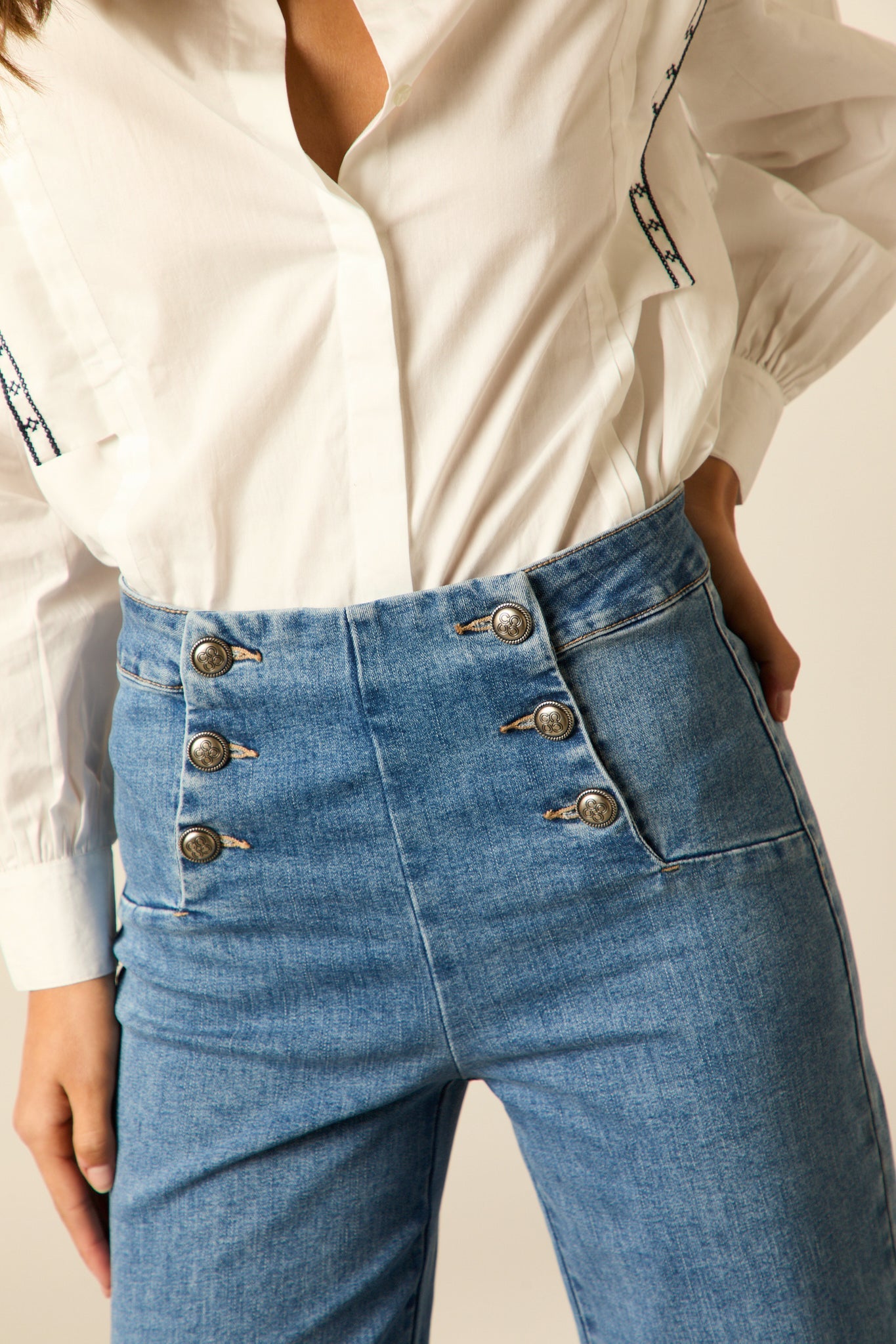 Jeans cropped marine azul