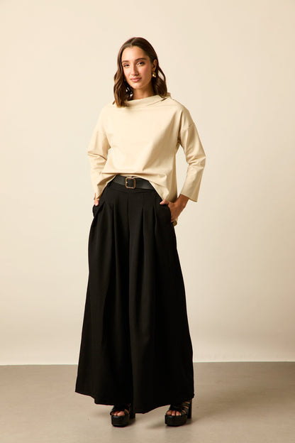 Pantalón ancho pinzas negro